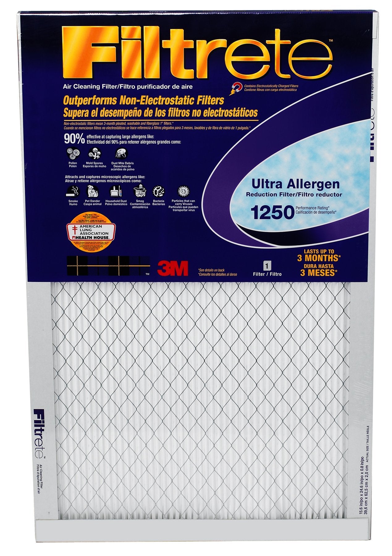 3M, 3M 2007DC-6 Filtres de réduction des allergènes ultra, 10" x 20".