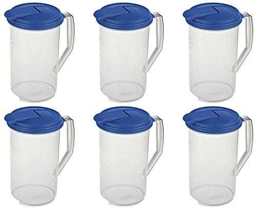 STERILITE, 6 paires de pichets STERILITE 0486, ronds, en plastique sans BPA, 2 litres.