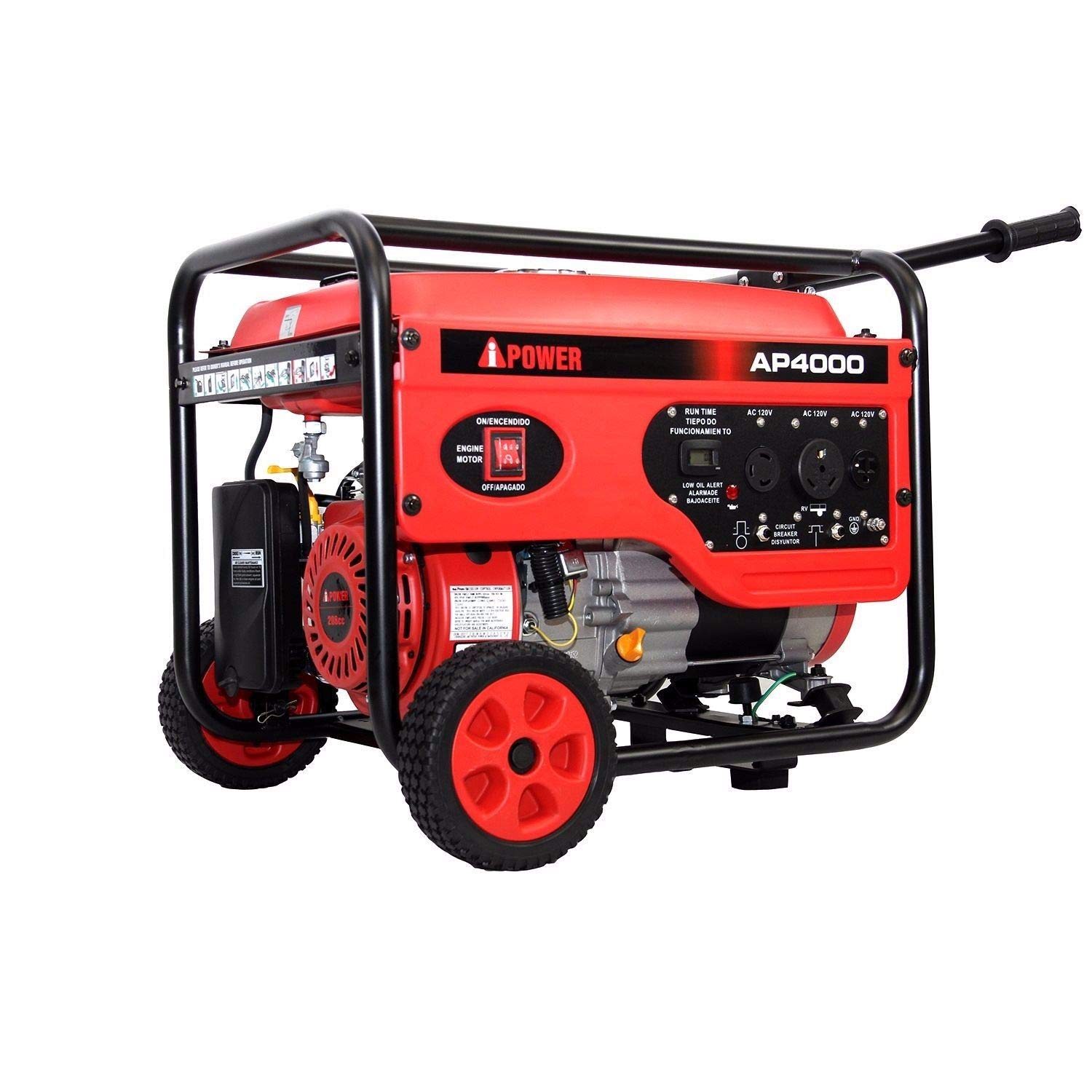 A-iPower, A-iPower AP4000 4,000-Watt Gasoline Powered Manual Start Generator, 4000 Watt, red (Refurbished)