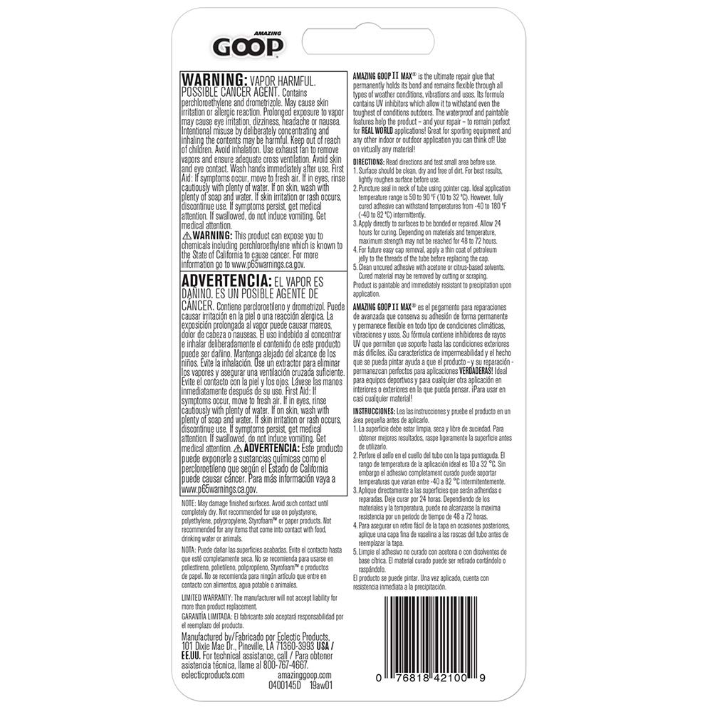 Le GOOP II étonnant, Adhésif Amazing GOOP II 142100 MAX - 2.0 fl. Oz.