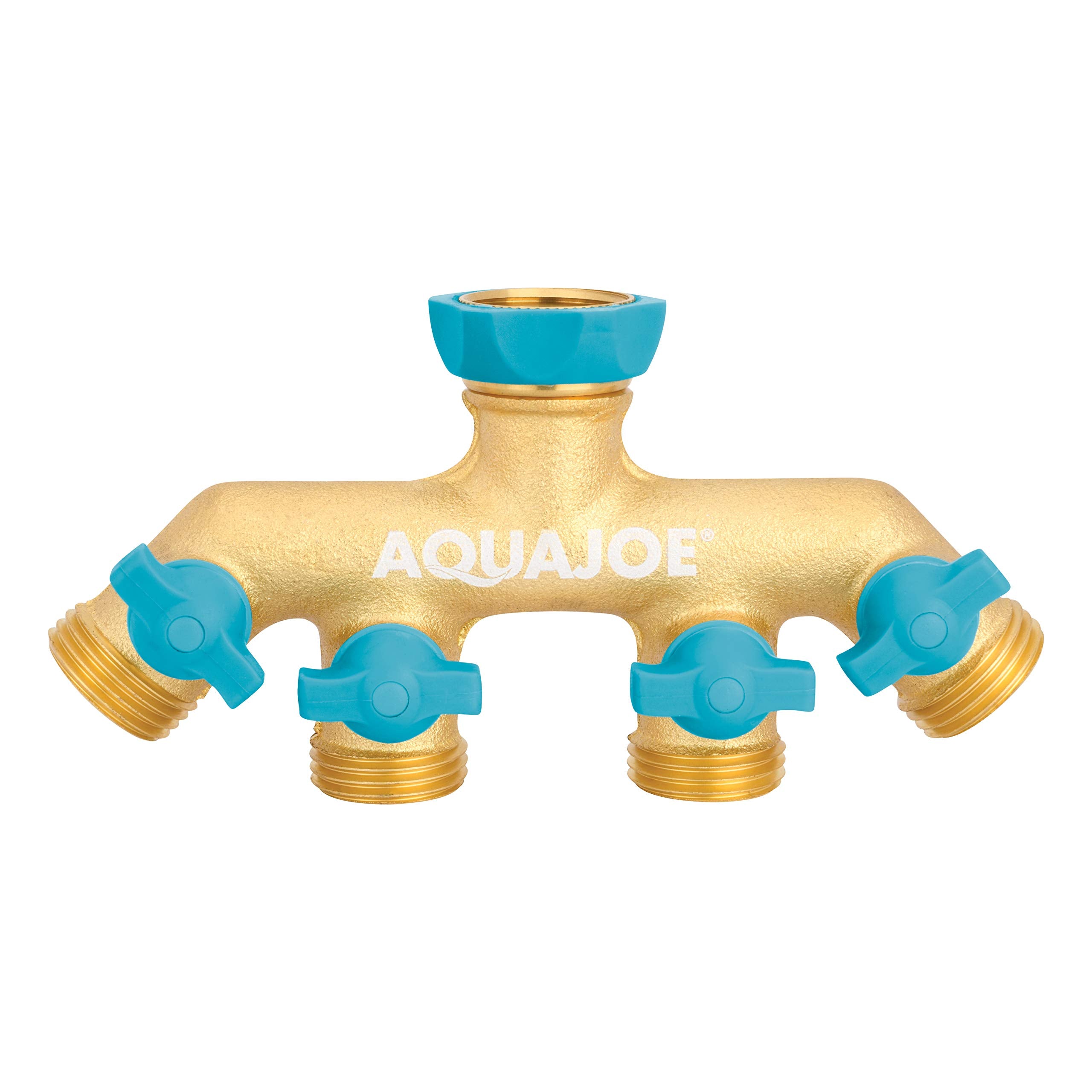 Aqua Joe, Aqua Joe AJ-FS4W restauré, distributeur à 4 voies en laiton massif, connecteur de robinet pivotant, vannes individuelles marche/arrêt (remis à neuf)