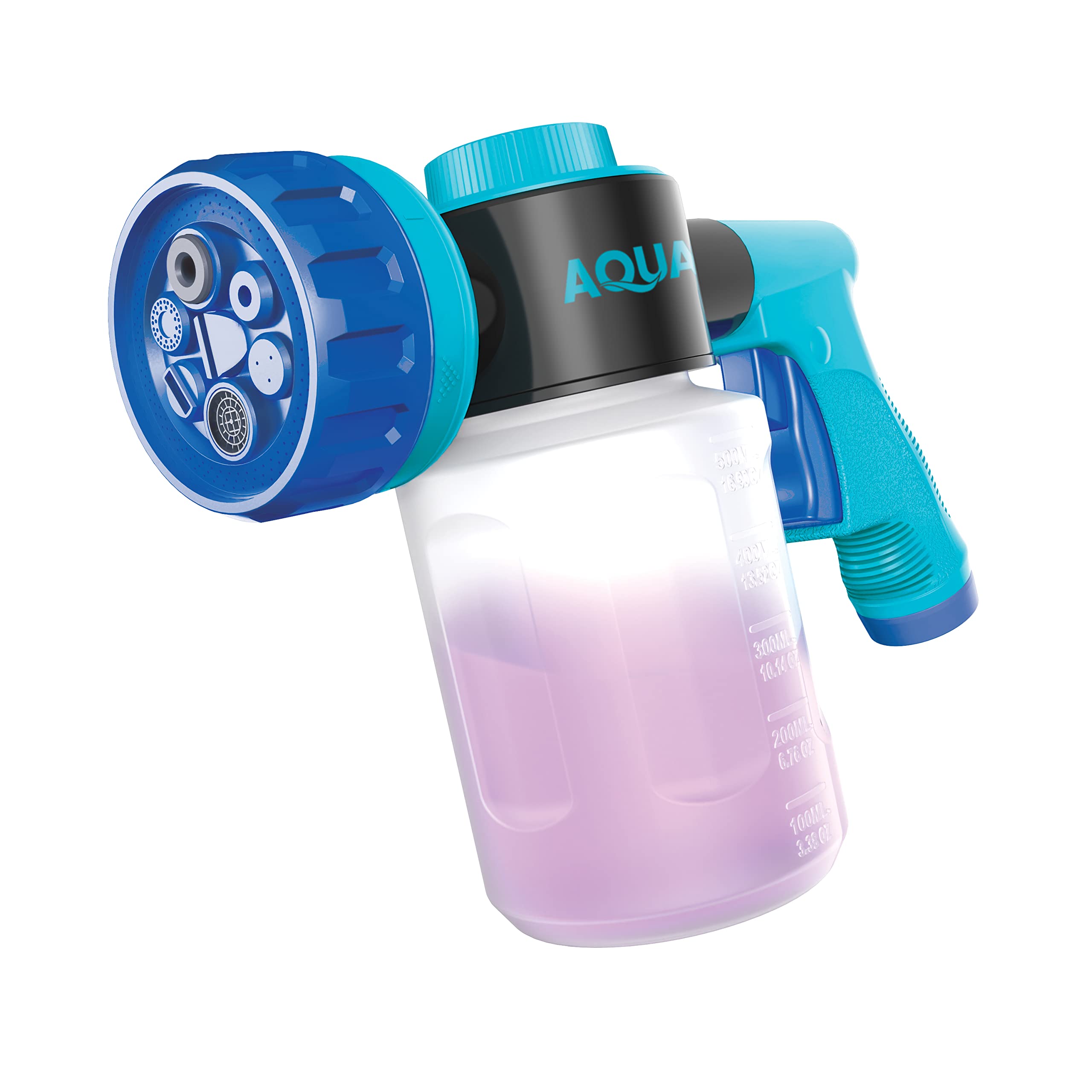 Aqua Joe, Aqua Joe AJ-MSG-TND restauré Pistolet multi spray à tuyau d'arrosage avec changement rapide du cadran savon à eau, 7 modes de pulvérisation, contient jusqu'à 17 Fl Oz (Remis à neuf)