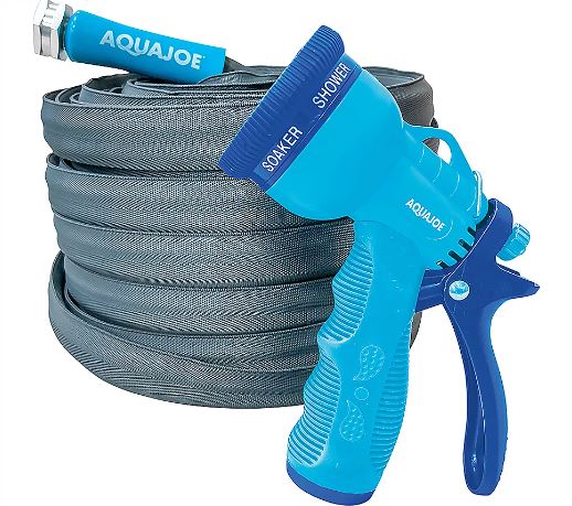 Aqua Joe, Aqua Joe Restored 50 ft Fiber Jacket Hose with 5 Pattern Spray Gun (Aqua) (Remis à neuf)