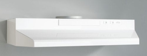 Broan-NuTone, Broan-NuTone F403011 Insert avec lumière, ventilateur d'extraction pour hotte de cuisinière convertible à deux vitesses et à quatre voies sous l'armoire, 30 pouces, blanc sur blanc