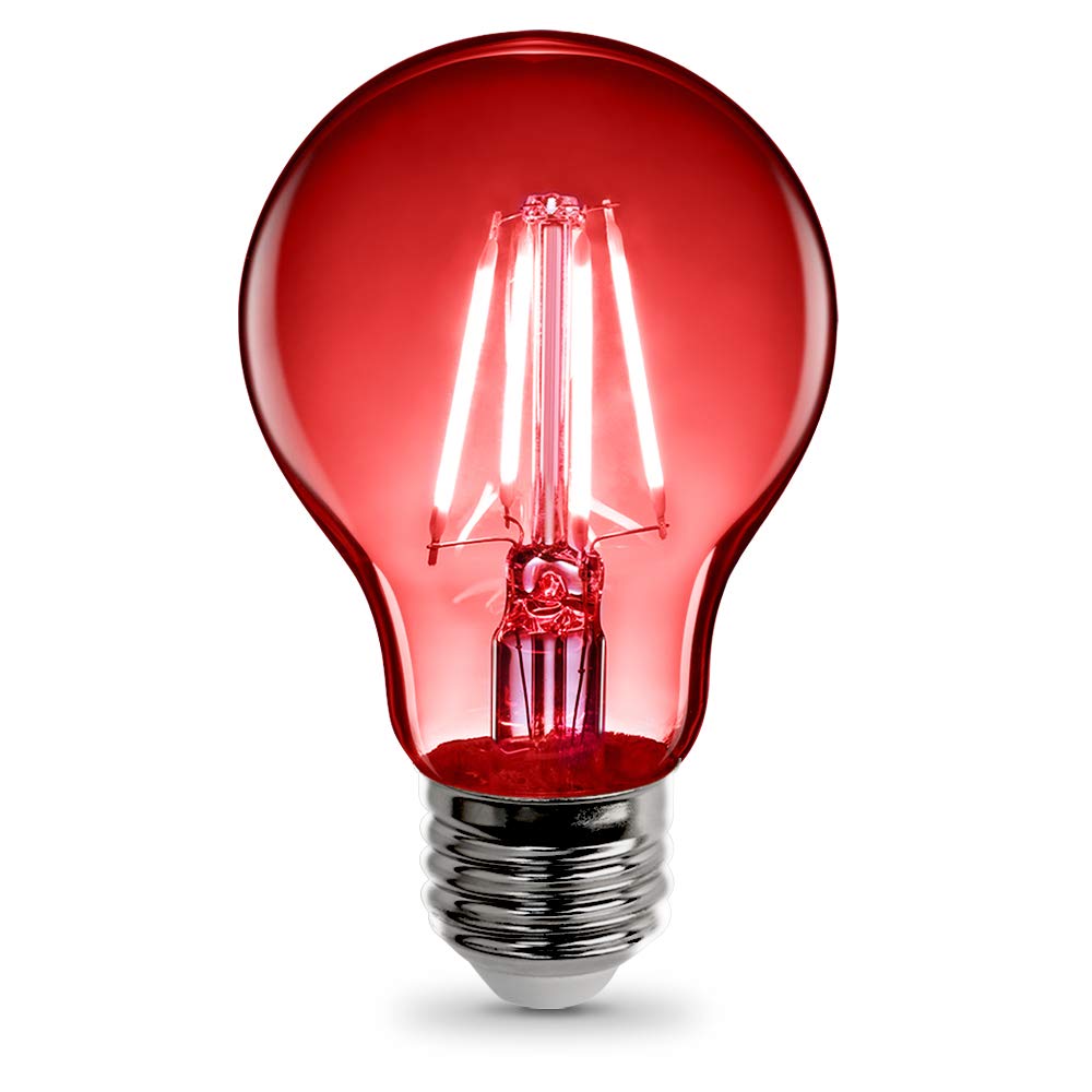 Feit Electric, Feit Electric A19/TR/LED 4.5-Watt Dimmable Red Filament Glass, A19 Clear LED Light Bulb