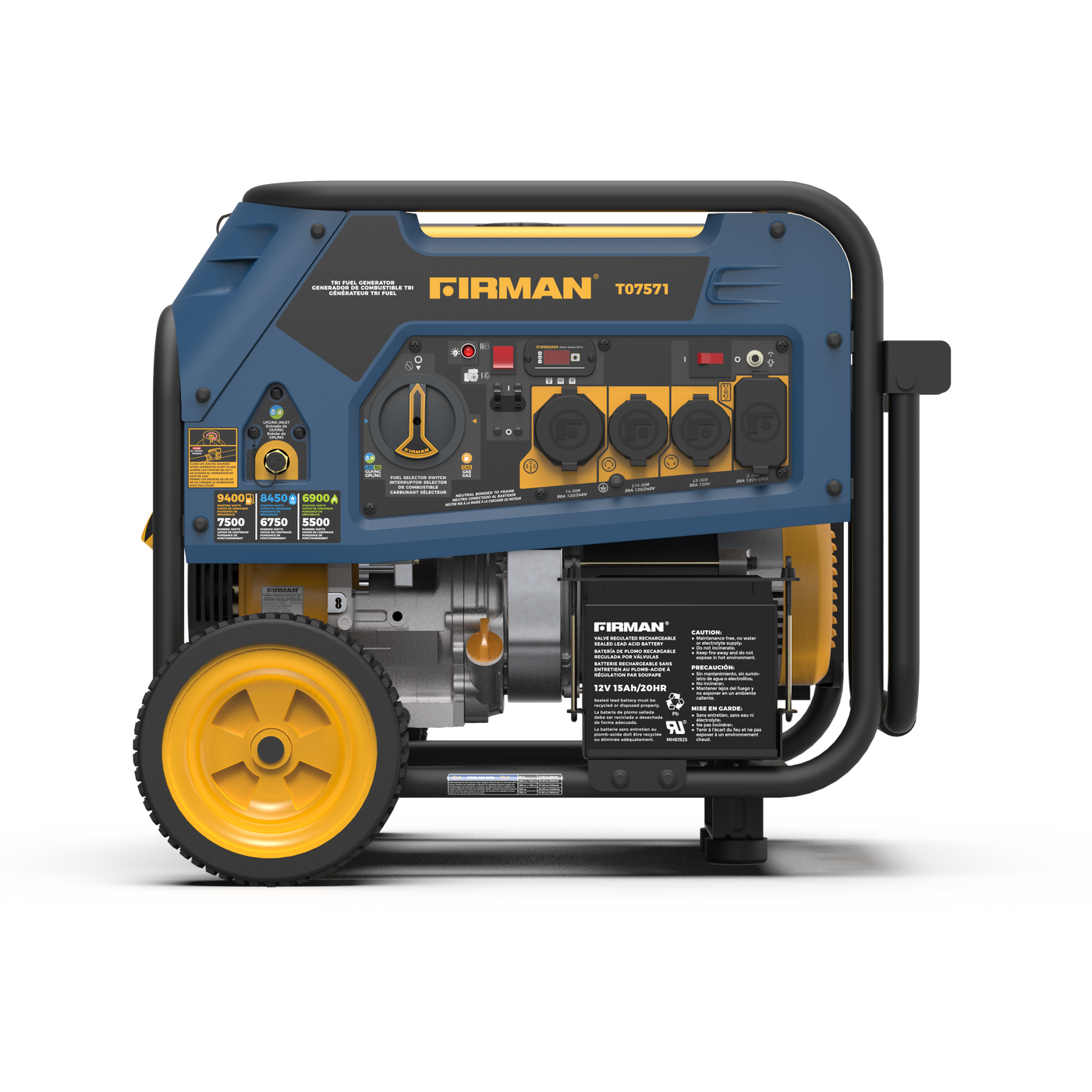 Firman, Firman T07571 TRI FUEL 7500W PORTABLE GENERATOR ELECTRIC START 120/240V [Remanufacturé]