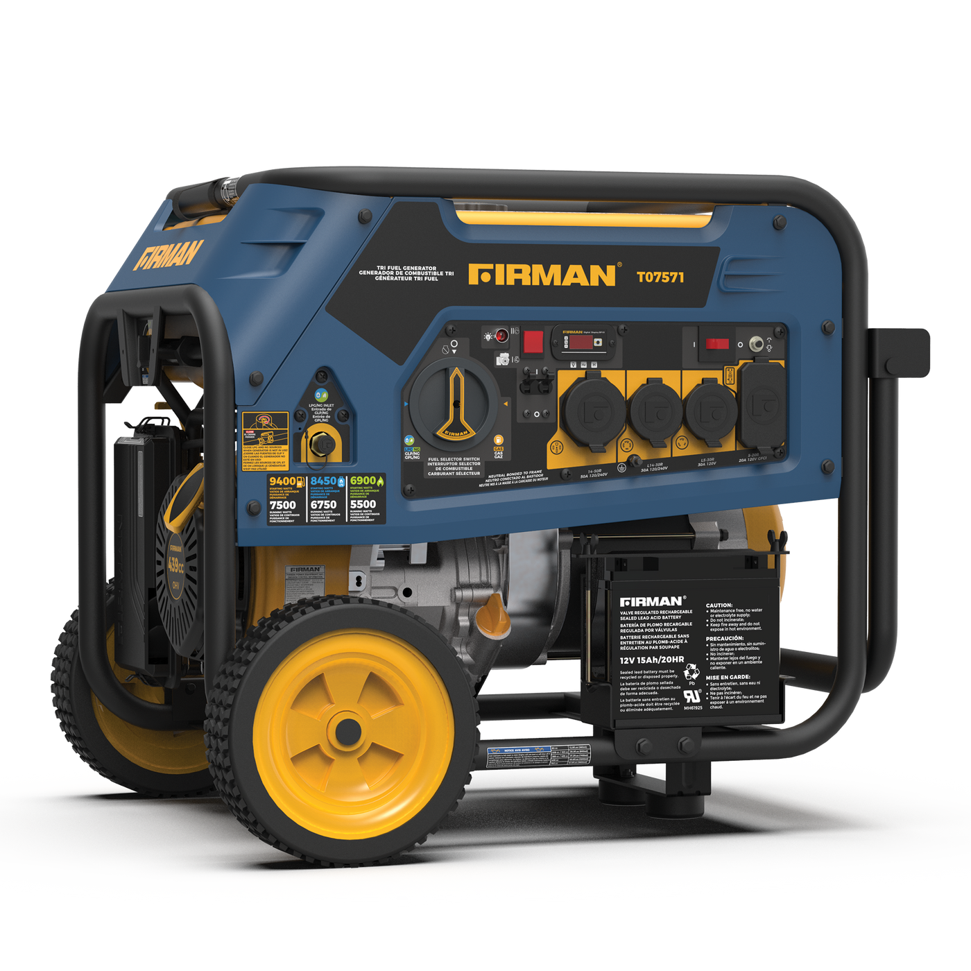 Firman, Firman T07571 TRI FUEL 7500W PORTABLE GENERATOR ELECTRIC START 120/240V [Remanufacturé]