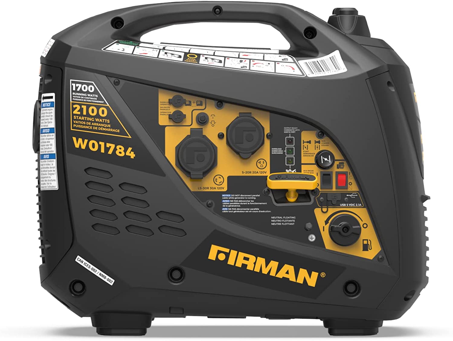 Firman, Firman W01784 - Whisper Series 1700 Watt Inverter Generator Built-in Parallel Kit CARB [Remanufactured] (en anglais)