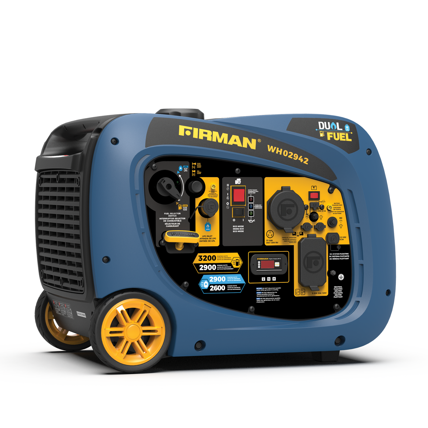 Firman, Firman WH02981 2900W Running / 3200W Dual Fuel Electric Start Gas and Propane Inverter Generator [Remanufactured] (Générateur à inverseur à gaz et propane)