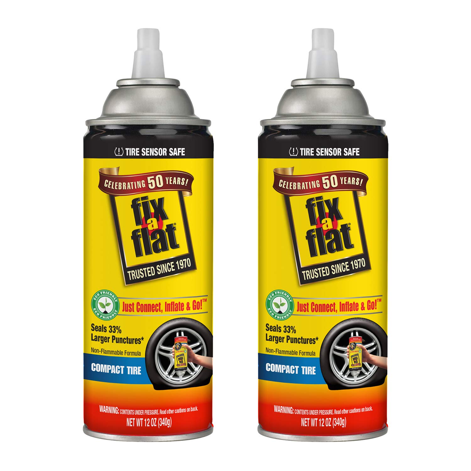 Fix-A-Flat, Fix-A-Flat Scellant pour pneus et gonfleur de pneus de voiture 12oz (2-Pack)