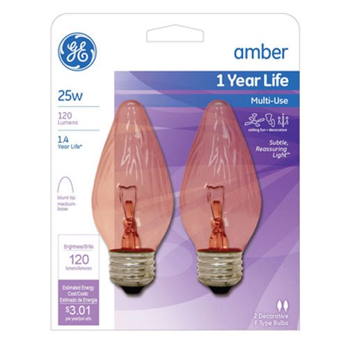 GE Lighting, G E LIGHTING 75339 Ampoule ambre en forme de flamme, 25W, 2-Pack