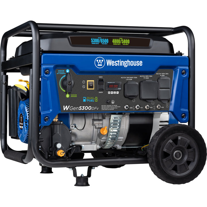 Westinghouse, Générateur portable restauré Westinghouse WGen5300DFv à double carburant avec sélecteur de tension (remis à neuf)