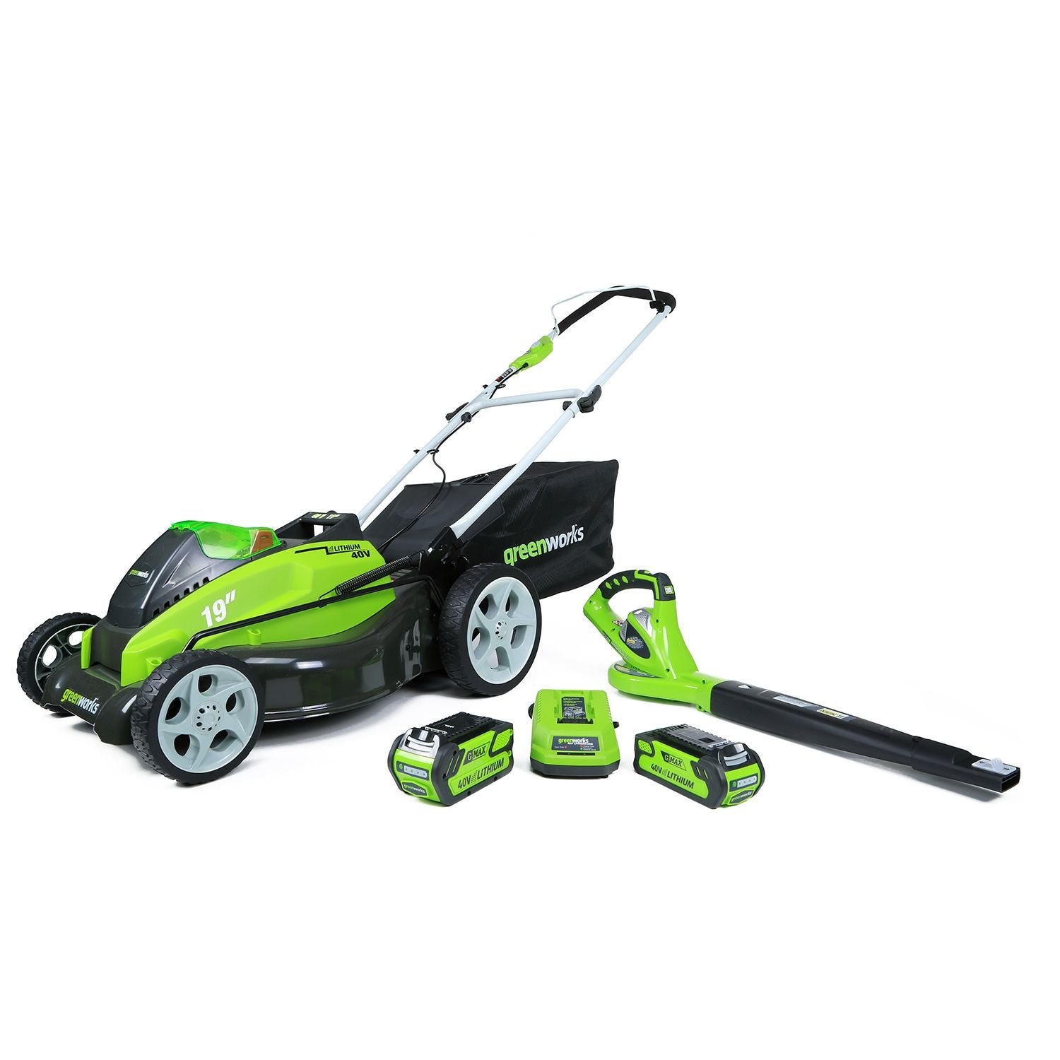 Greenworks, Greenworks 1300302 G-MAX 40V 19" Tondeuse à gazon et souffleur Combo (Remis à neuf)