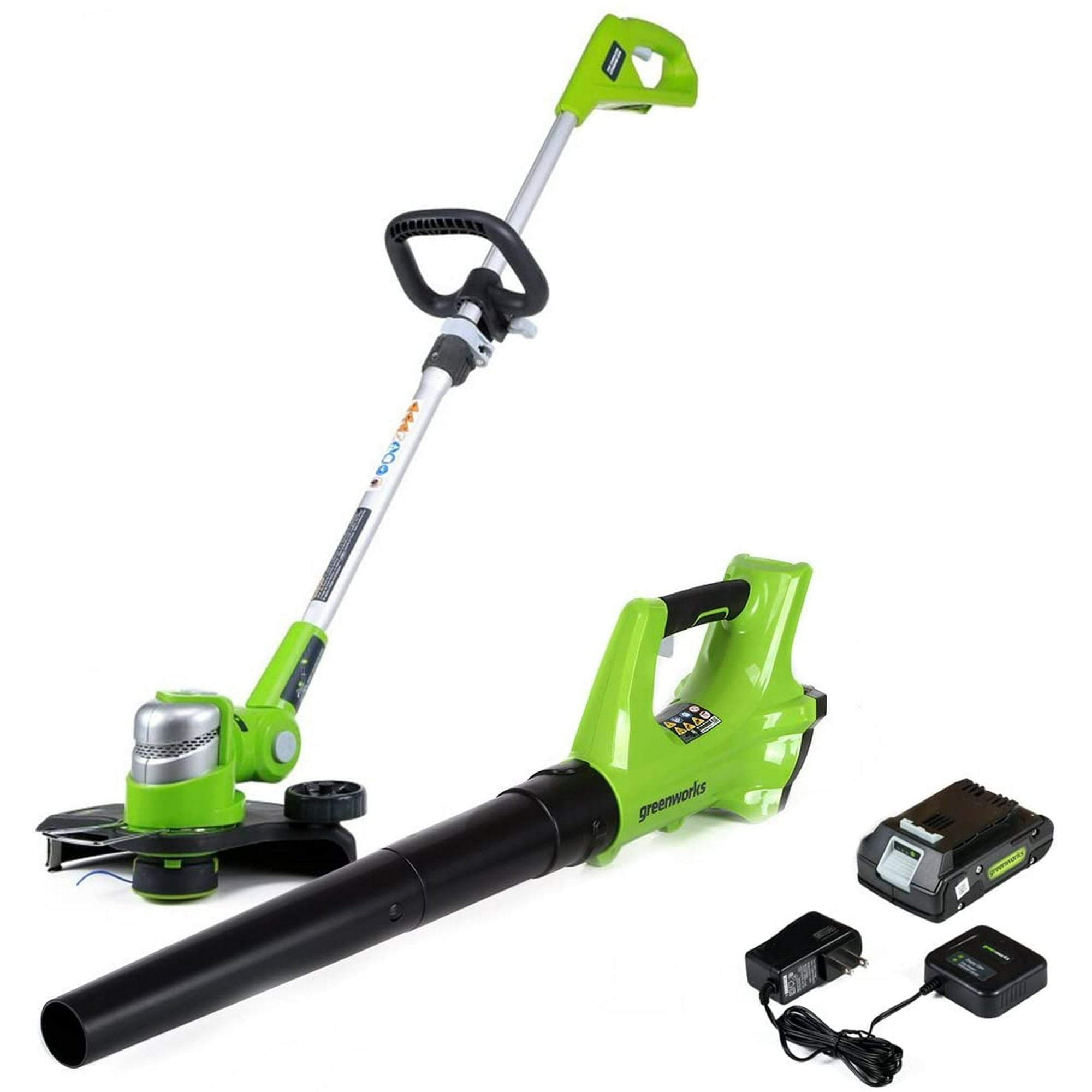 Greenworks, Greenworks 24V Cordless String Trimmer and Blower Combo, restauré, avec batterie 2Ah et chargeur inclus (Refurbished)