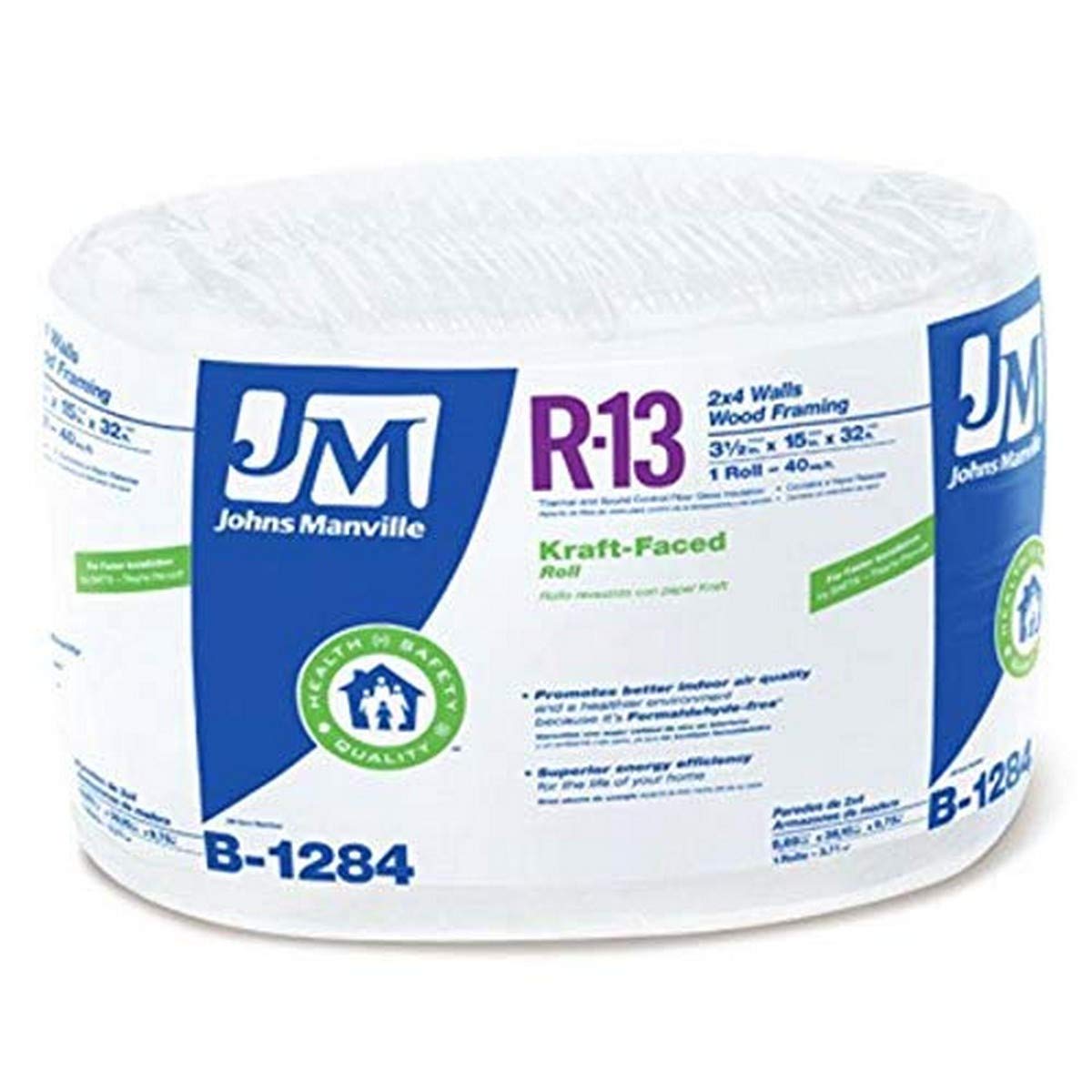 JOHNS MANVILLE INTL, JOHNS MANVILLE 90013166 Isolant en fibre de verre R13 Rouleau Kraft de 15 po x 32 pi