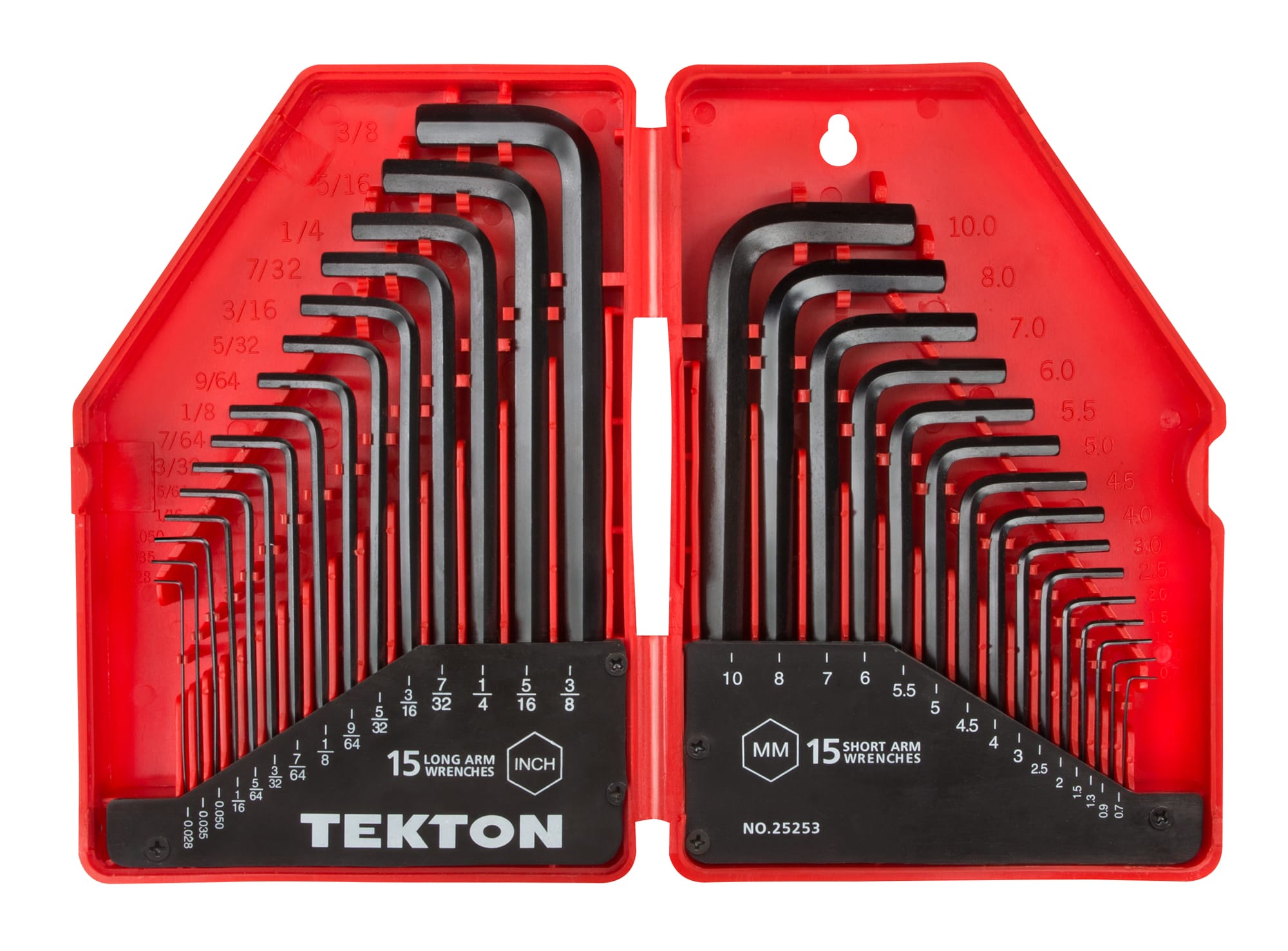 Tekton, Jeu de clés hexagonales, 30 pièces (.028-3/8 in., .7-10 mm)