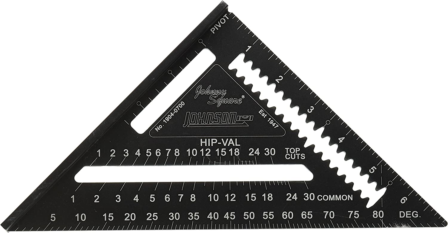 Johnson Store, Johnson Level & Tool 1904-0700 Johnny Square Professional Easy-Read Aluminum Rafter Square, 7", Black, 1 Square