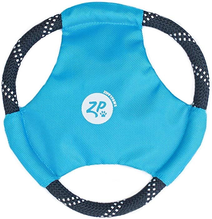 Zippy Paws, Jouet d'extérieur pour chien Rope Gliderz Flying Disc, bleu