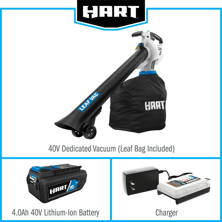 HART, Kit d'aspirateur à feuilles sans fil 40 volts HART restauré, (1) batterie au lithium-ion 4.0Ah (Remis à neuf)