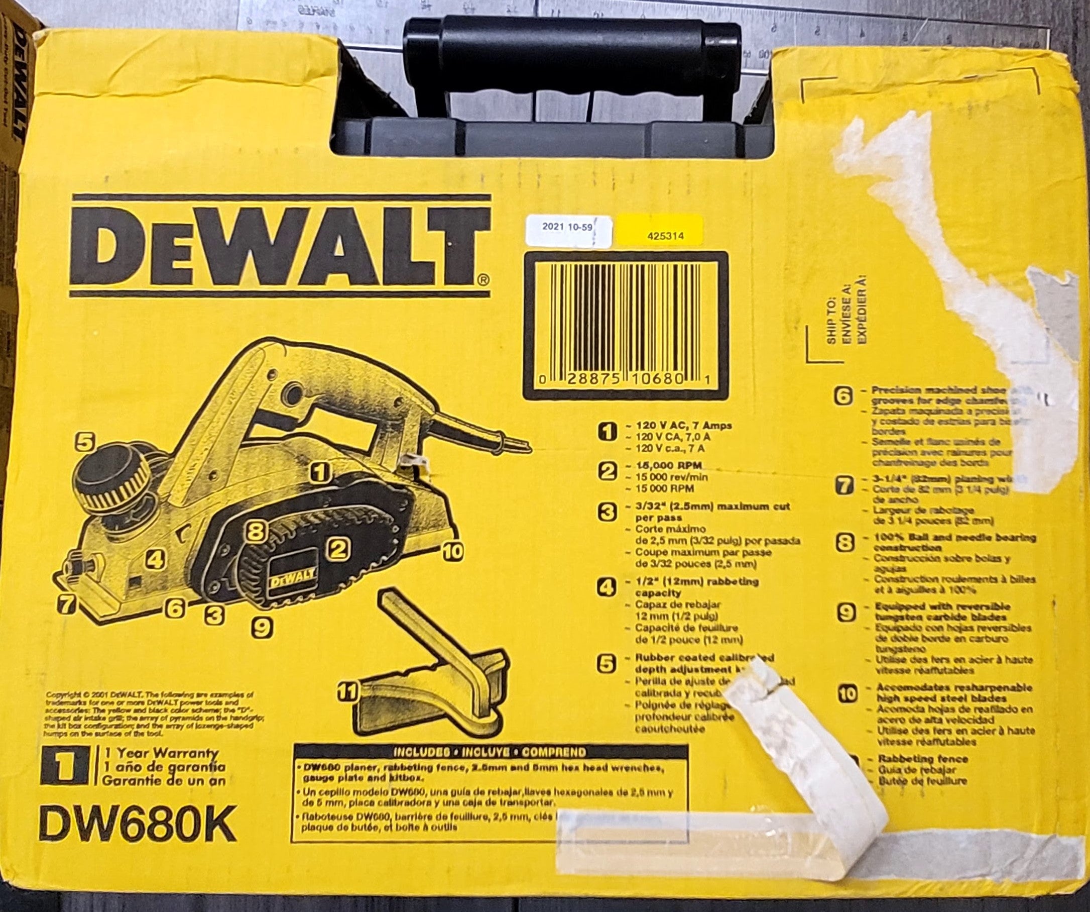 DEWALT, Kit de rabotage DeWALT DW680KBLACK & DECKER Kit de rabotage DeWALT DW680K