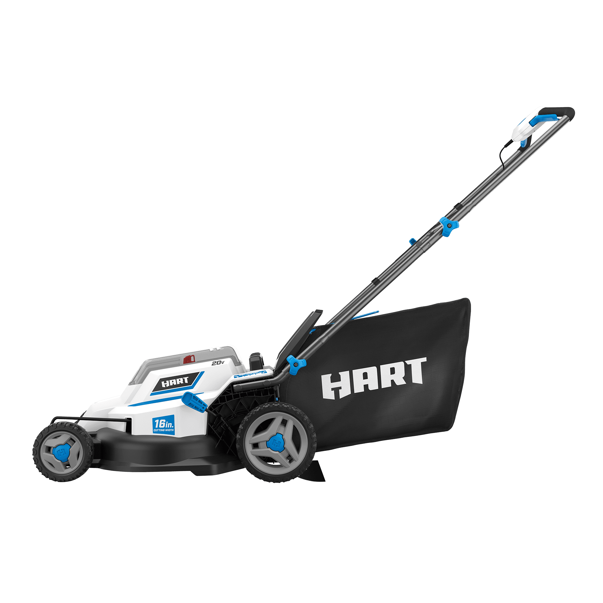 HART, Kit de tondeuse à gazon poussée HART 20-Volt 16-Inch, (2) batteries au lithium-ion 20-Volt 4.0Ah, (1) chargeur de batterie (Remis à neuf)