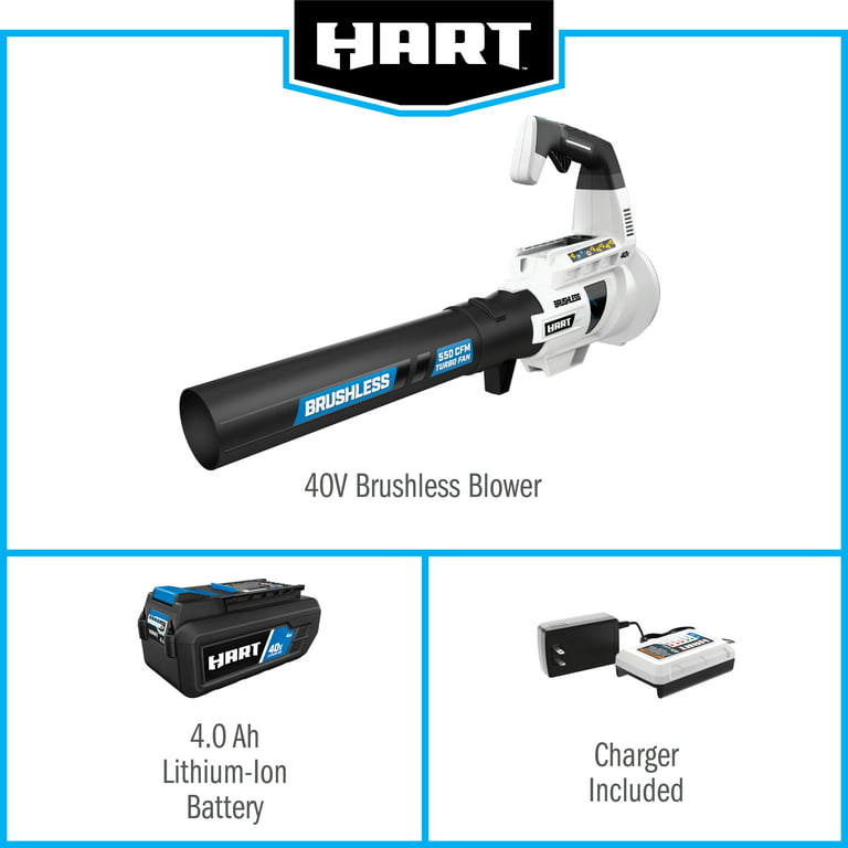 HART, Kit de ventilateur turbo sans fil et sans balais HART 40 volts restauré, (1) batterie au lithium-ion 4.0Ah HLBL031VNM (Remis à neuf)