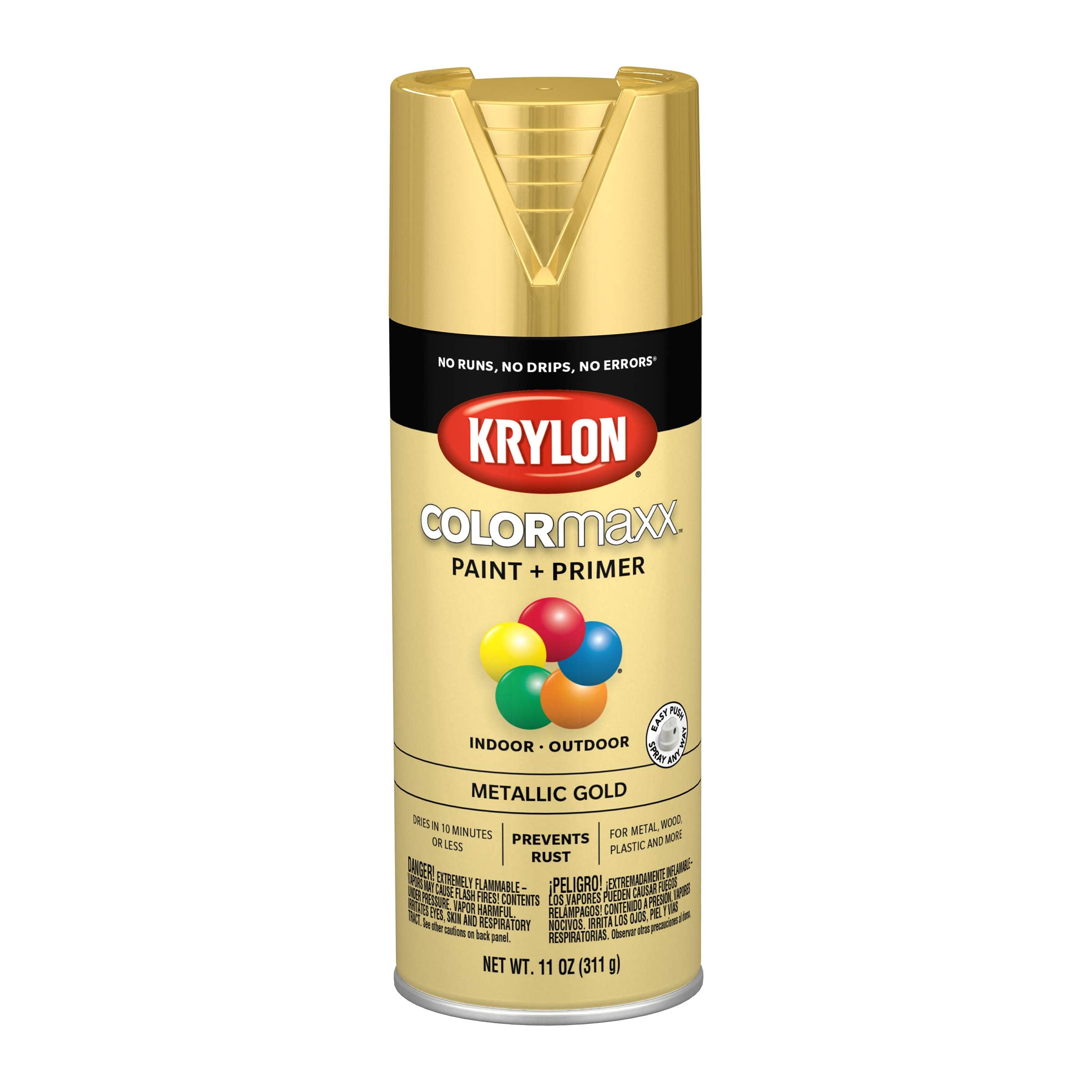 Krylon, Krylon K05588007 COLORmaxx peinture en aérosol et apprêt pour l'intérieur et l'extérieur, or métallique