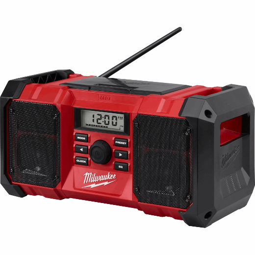 Milwaukee, Milwaukee 2890-20 18V Dual Chemistry M18 Jobsite Radio with Shock Absorbing End Caps, USB 2.1A Smartphone Charging, and 3.5mm Aux Jack