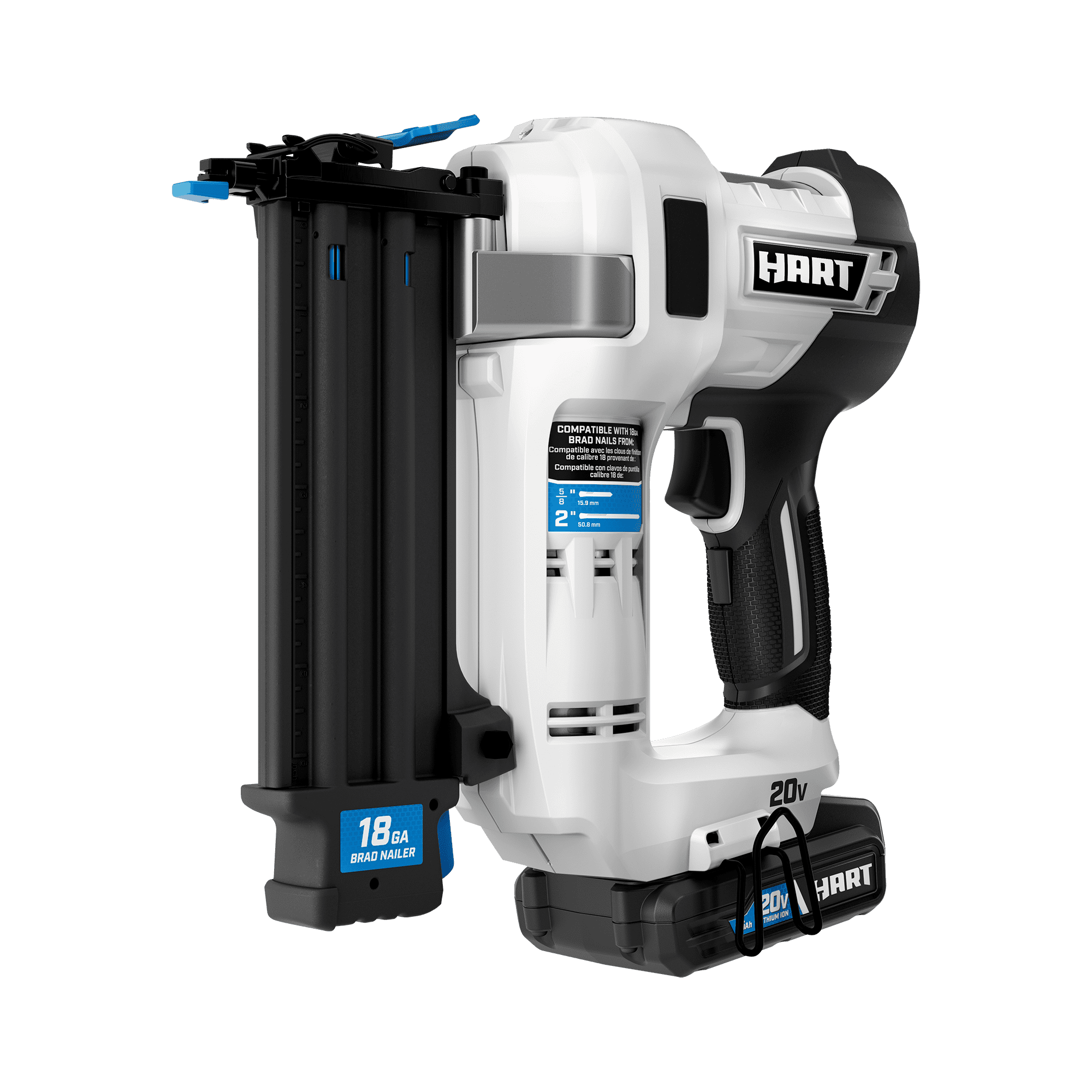 HART, (Restauré) HART 20-Volt 18-Gauge 2-Inch Brad Nailer Kit (1) 20-Volt Lithium-Ion 1.5Ah Battery (Refurbished)