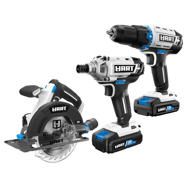 HART, (Restauré) HART 20-Volt 3 Tool Combo Kit (2) HART 20-Volt 2.0Ah Lithium-Ion Batteries (Refurbished)