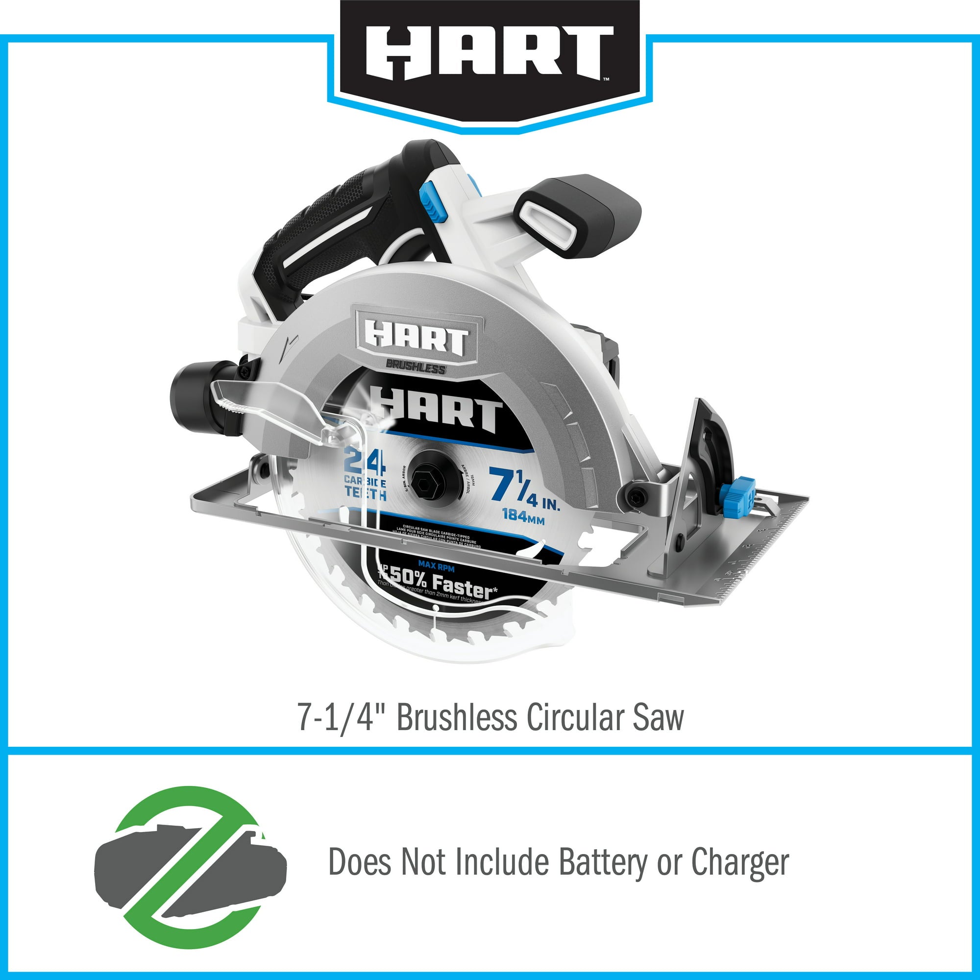 HART, (Restauré) HART 20-Volt Brushless 7-1/4 Inch Circular Saw (Battery Not Included) (Refurbished)