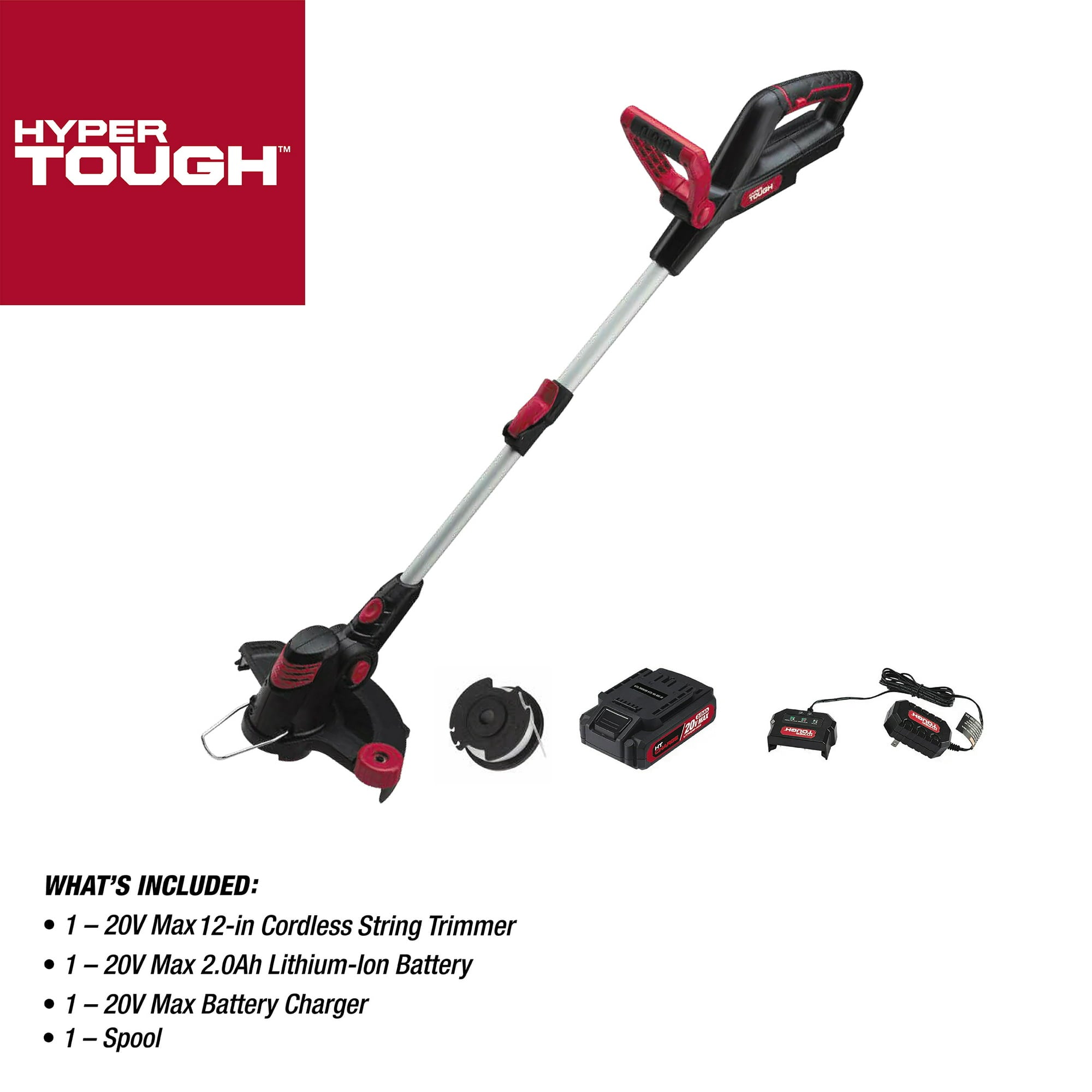 Hyper résistant, (Restauré) Hyper Tough 20V Max Cordless 12-Inch String Trimmer, HT21-401-003-02 (Remis à neuf)