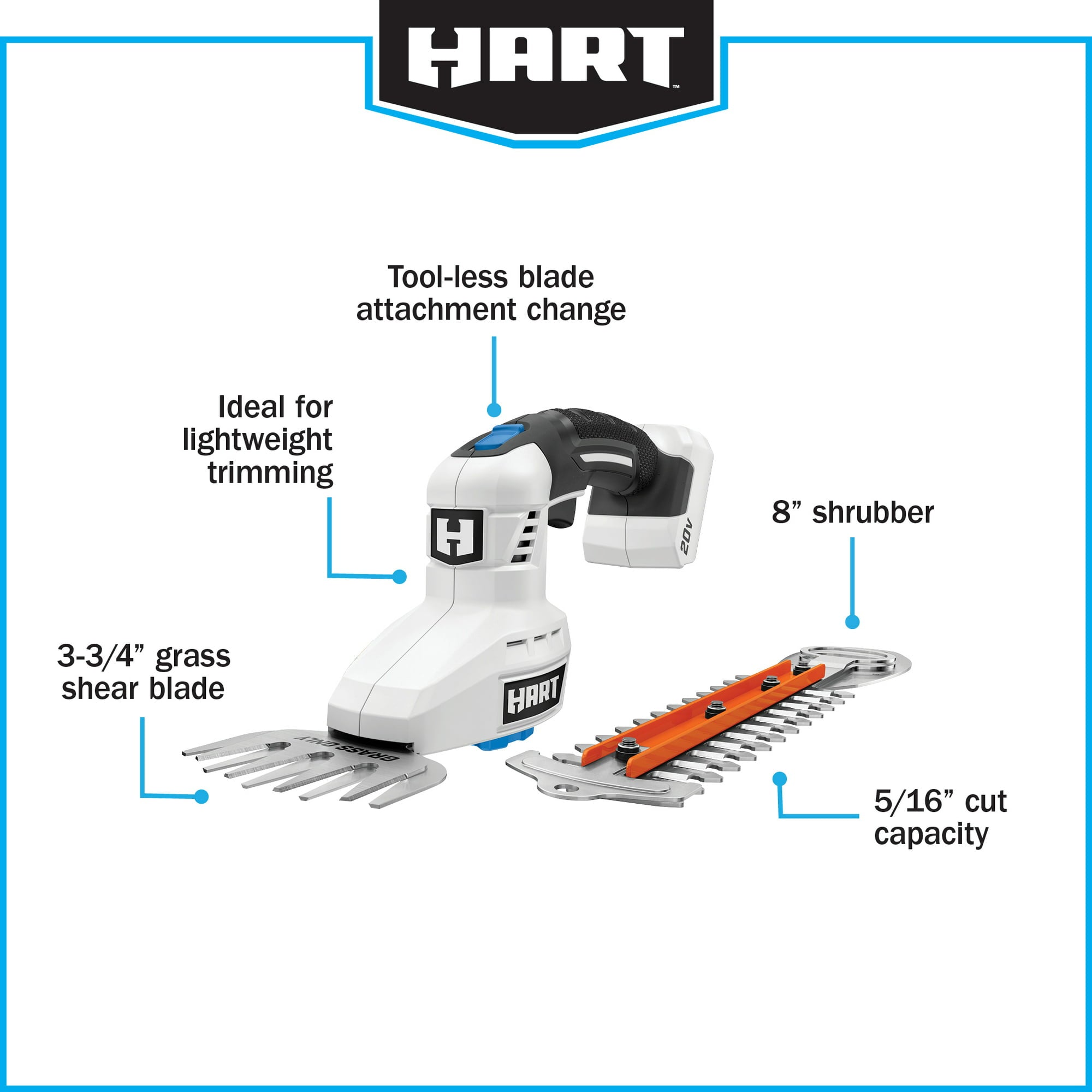 HART, (Restauré) Kit cisaille/ébrancheur HART 20-Volt (1) Batterie Lithium-Ion 20-Volt 2.0Ah (Remis à neuf)