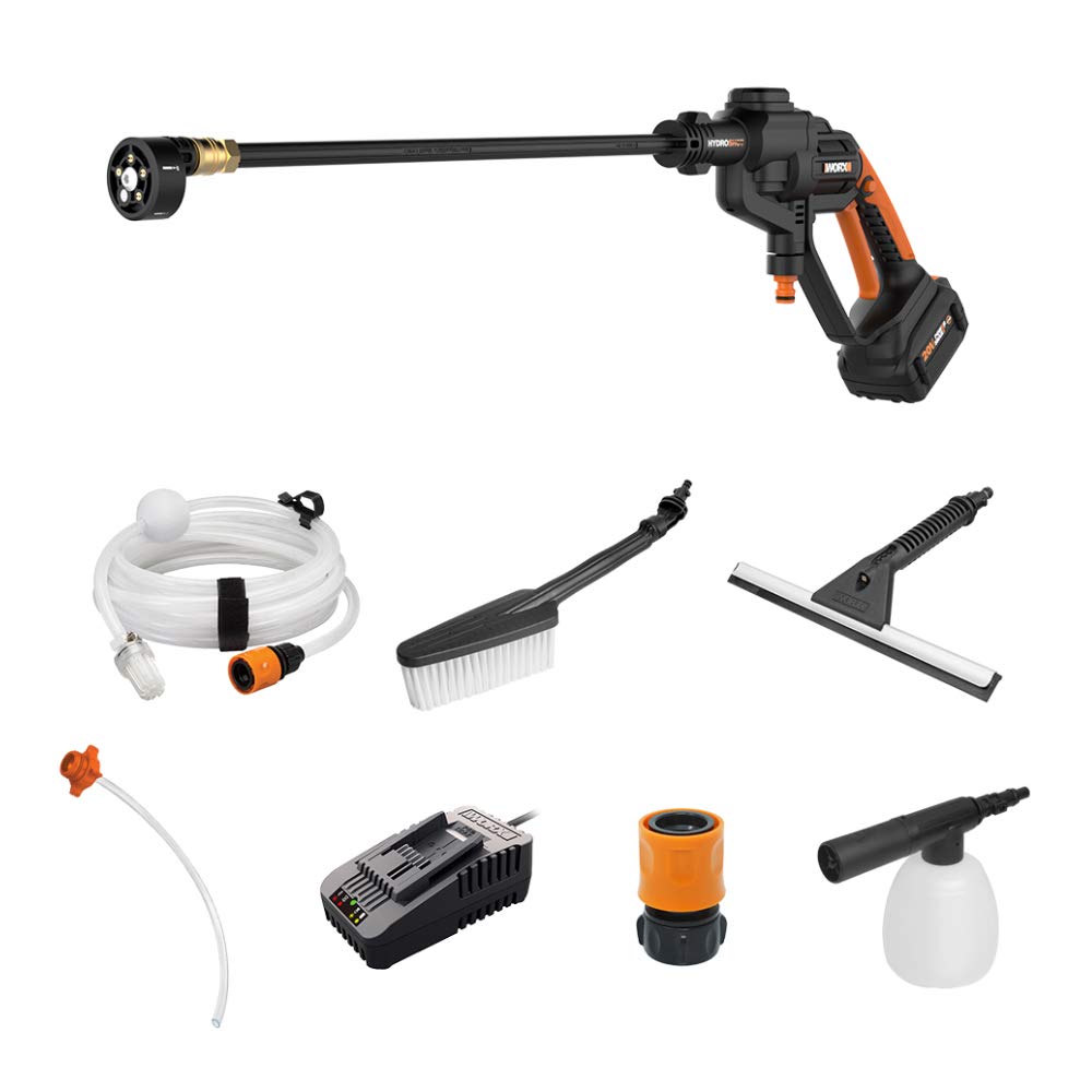 Worx, Restauré Scratch and Dent Worx Hydroshot 20V Power Share 4.0Ah 320 PSI Cordless Portable Power Cleaner with/Cleaning Accessories - WG620.1 (Battery & Charger Included) (Refurbished)