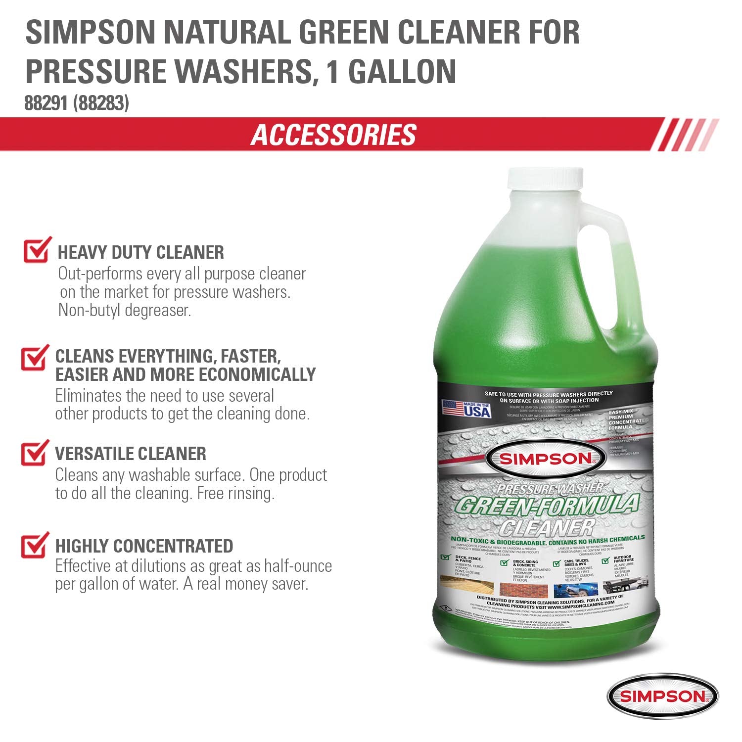 Simpson, Simpson 88264 Natural Green Cleaner, 1 gallon