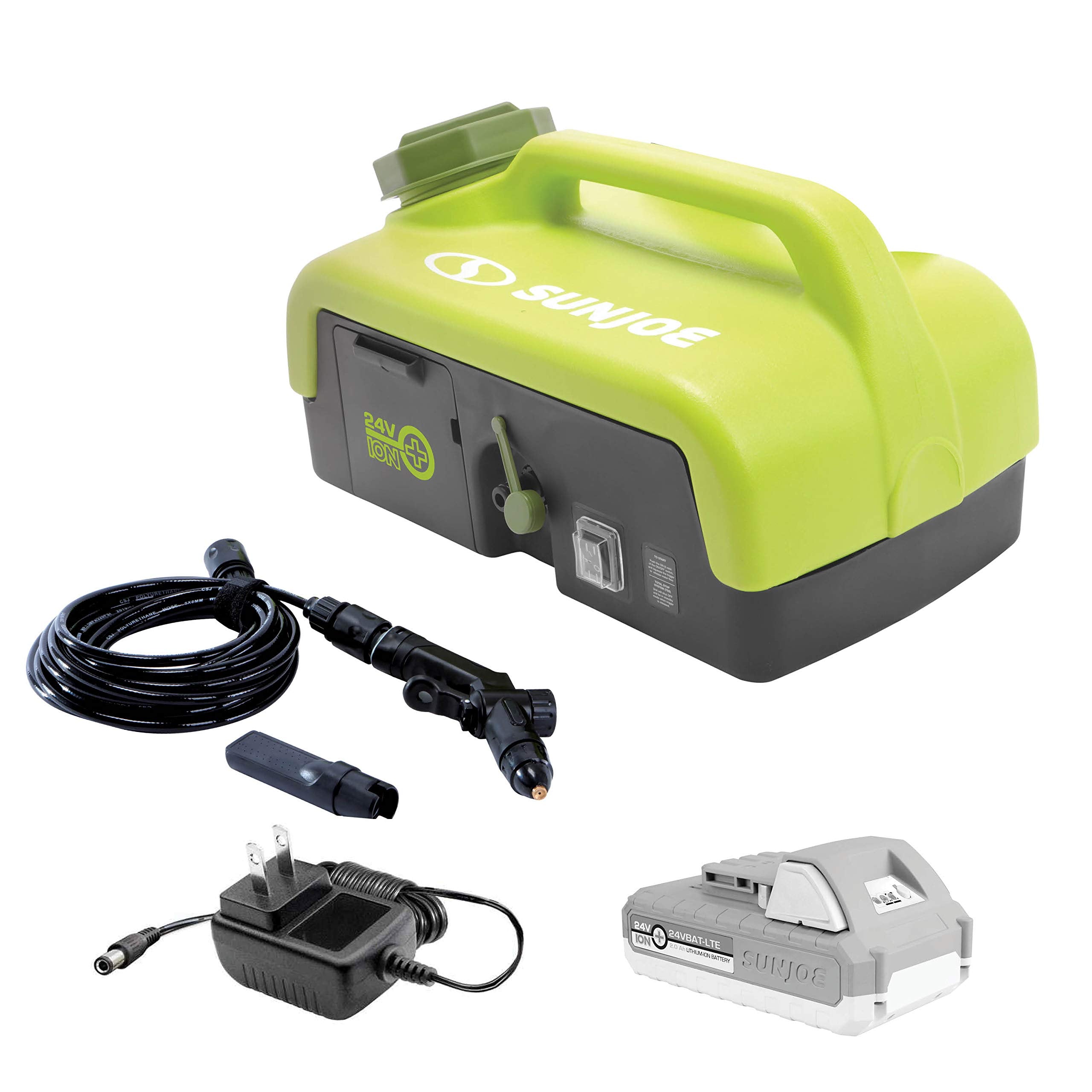 Sun Joe, Sun Joe 24V-PSW25 Laveuse à jet, kit avec batterie 2.0-Ah + chargeur rapide [Remis à neuf].