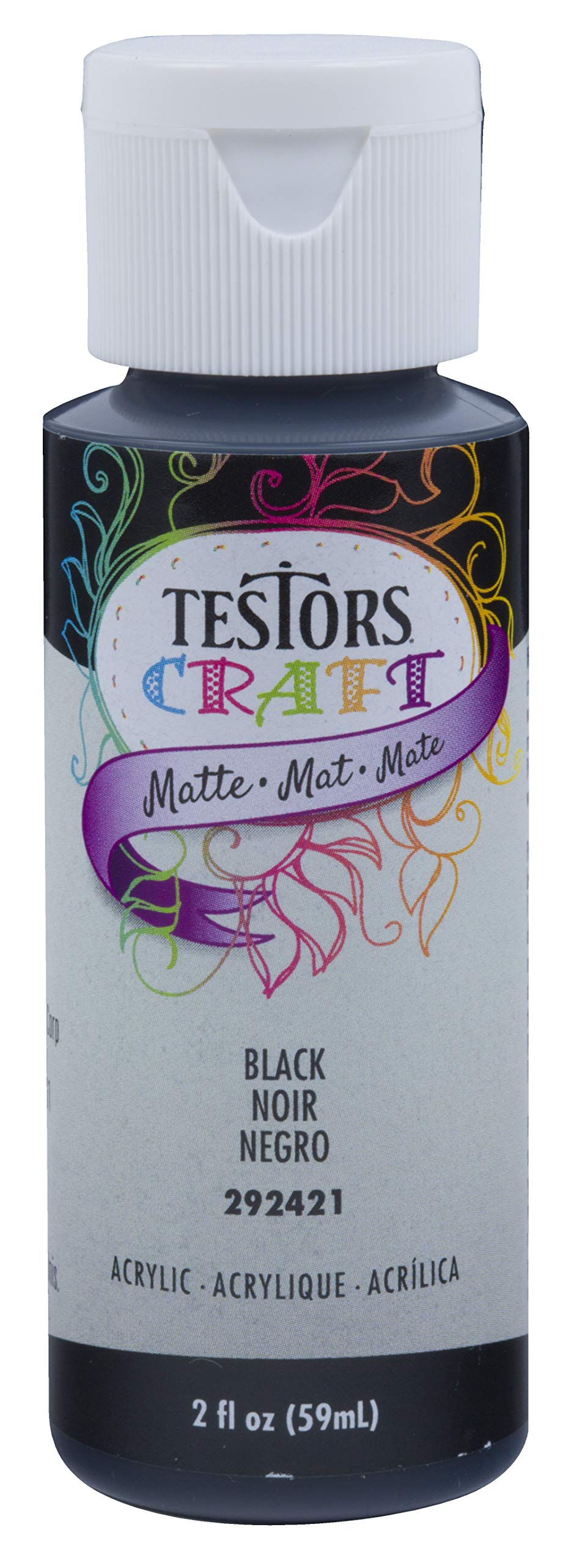 TESTOR, TESTOR ACR 292421A 2OZ Peinture acrylique noire mate, 2 Fl Oz (Pack de 1)