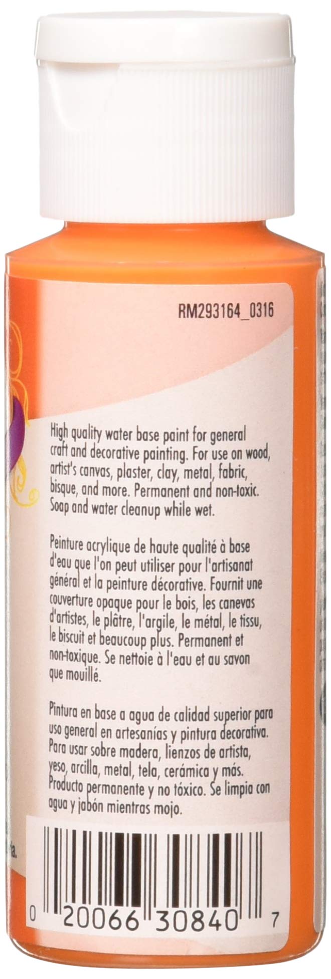 TESTOR, TESTOR ACR 292424A 2OZ Orange Matte Acrylic Paint