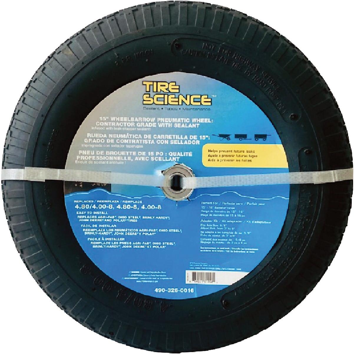 TIRE SCIENCE, TIRE SCIENCE 15.5 In. Roue avec produit d'étanchéité pour brouettes, chariots et remorques