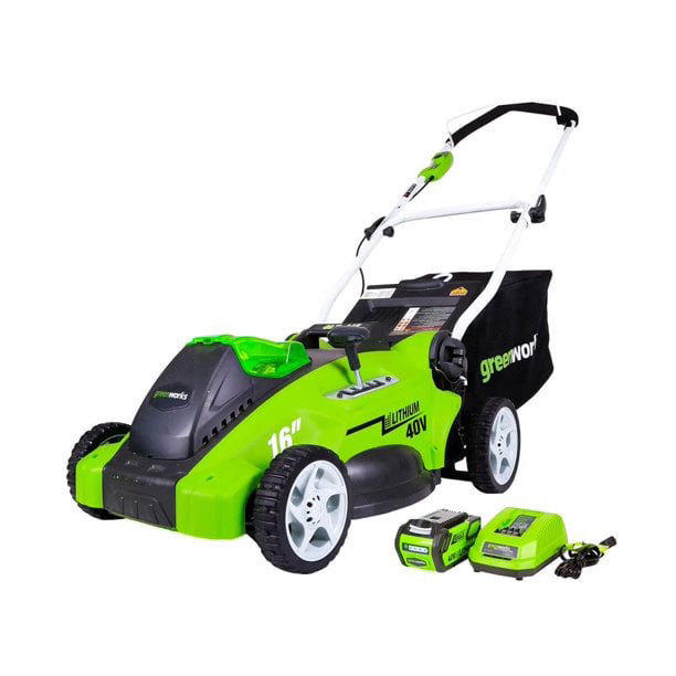 Travaux d'entretien, Tondeuse Greenworks 40V 16" sans fil avec batterie 5Ah et chargeur (Remis à neuf)