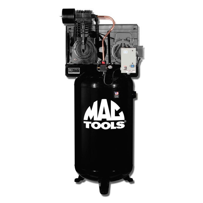 MacOutils, Compresseur d'air industriel en fonte à deux étages, 80 gallons, 230 V, 7,5 HP